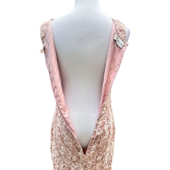 Scala Beaded Soutache Lace Gown Maxi Dress Pale Baby Pink Small Sleeveless - Picture 5 of 17